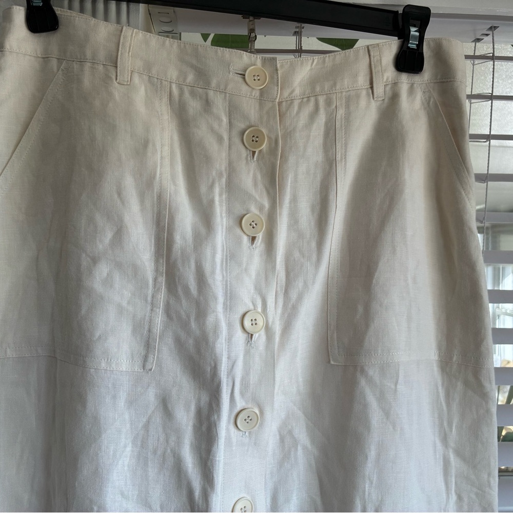 Talbots Cream Button-Front Midi Skirt - Picture 5 of 6